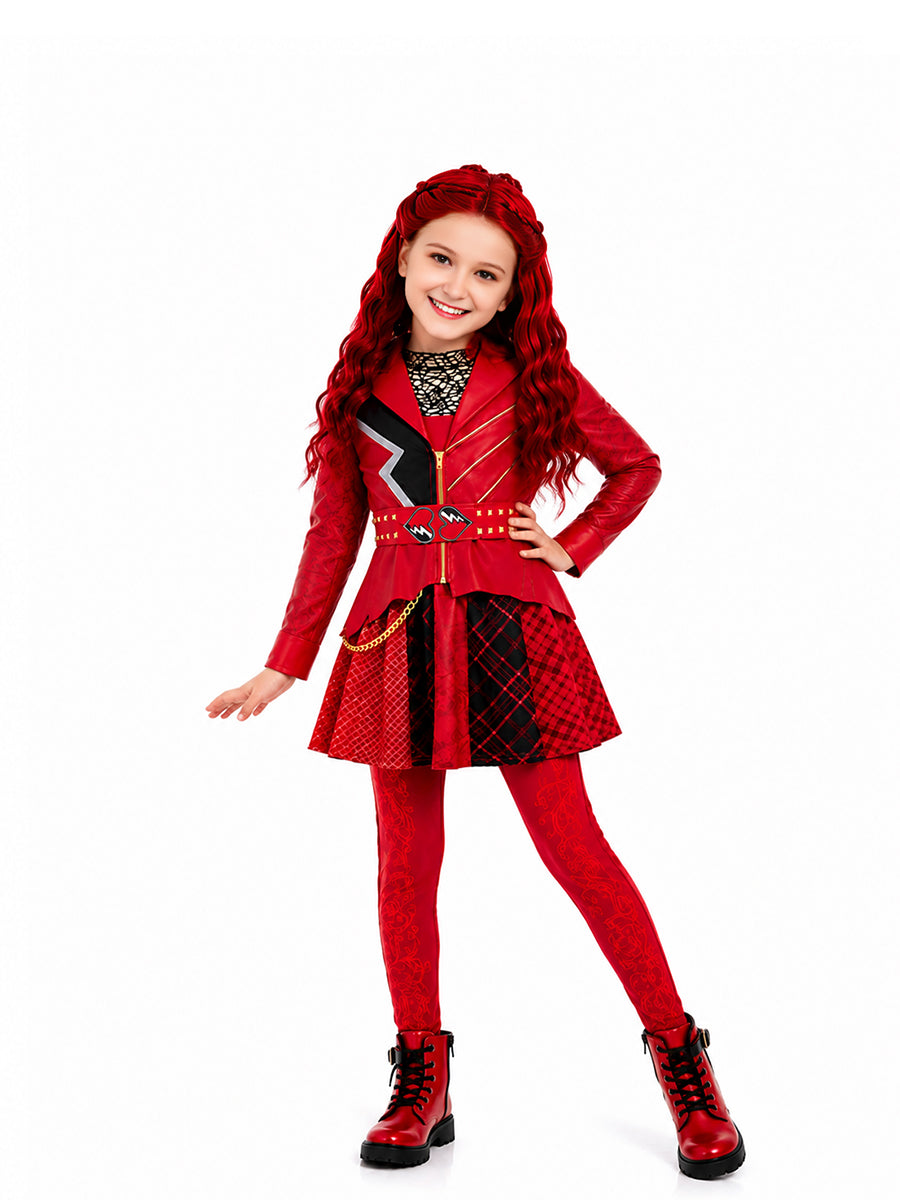 Kids Royal Heart Wonderland Princess Red Cosplay Costume