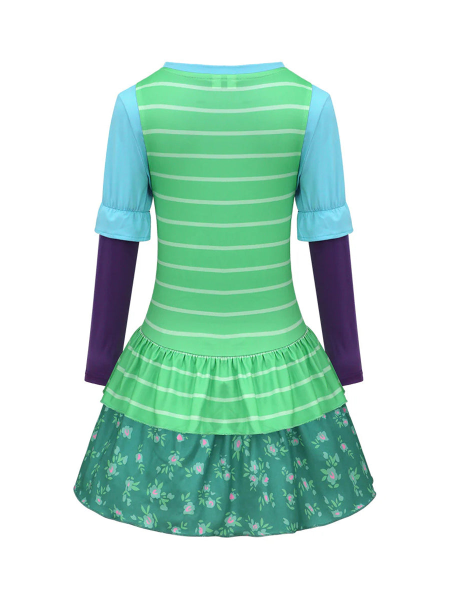 Girls Green Striped Cosplay Costume