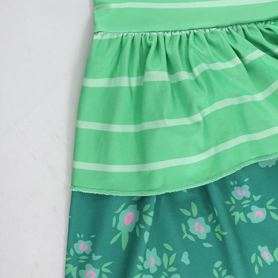 Girls Green Striped Cosplay Costume