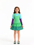 Girls Green Striped Cosplay Costume