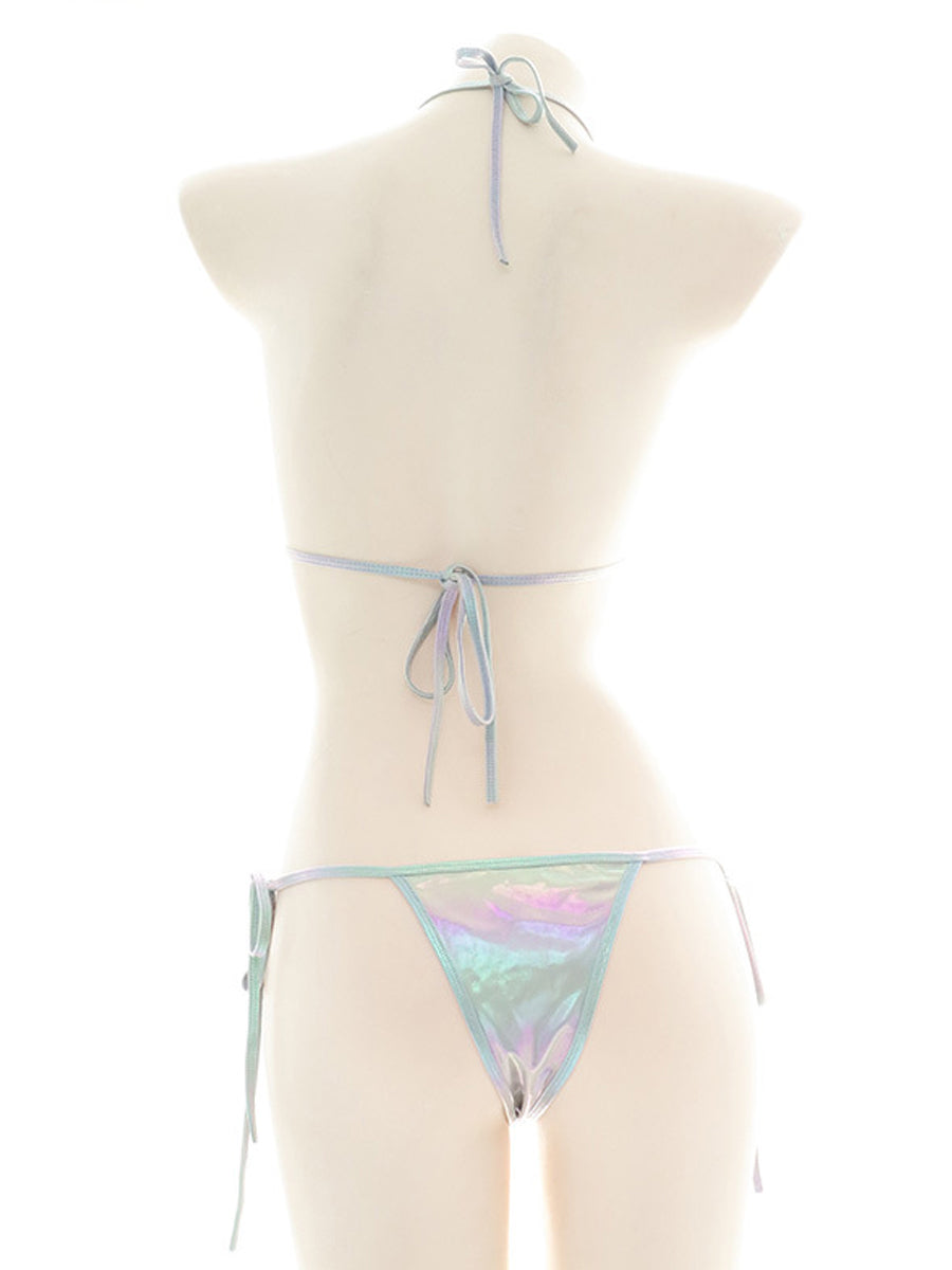 Holographic Strappy Triangle Bikini
