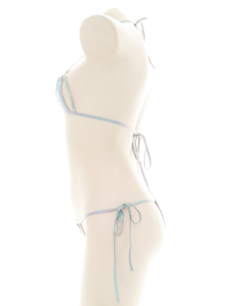 Holographic Strappy Triangle Bikini