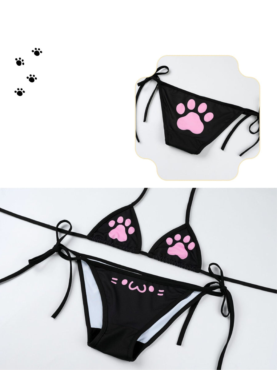 Kawaii Neko Paw Print Bikini Set