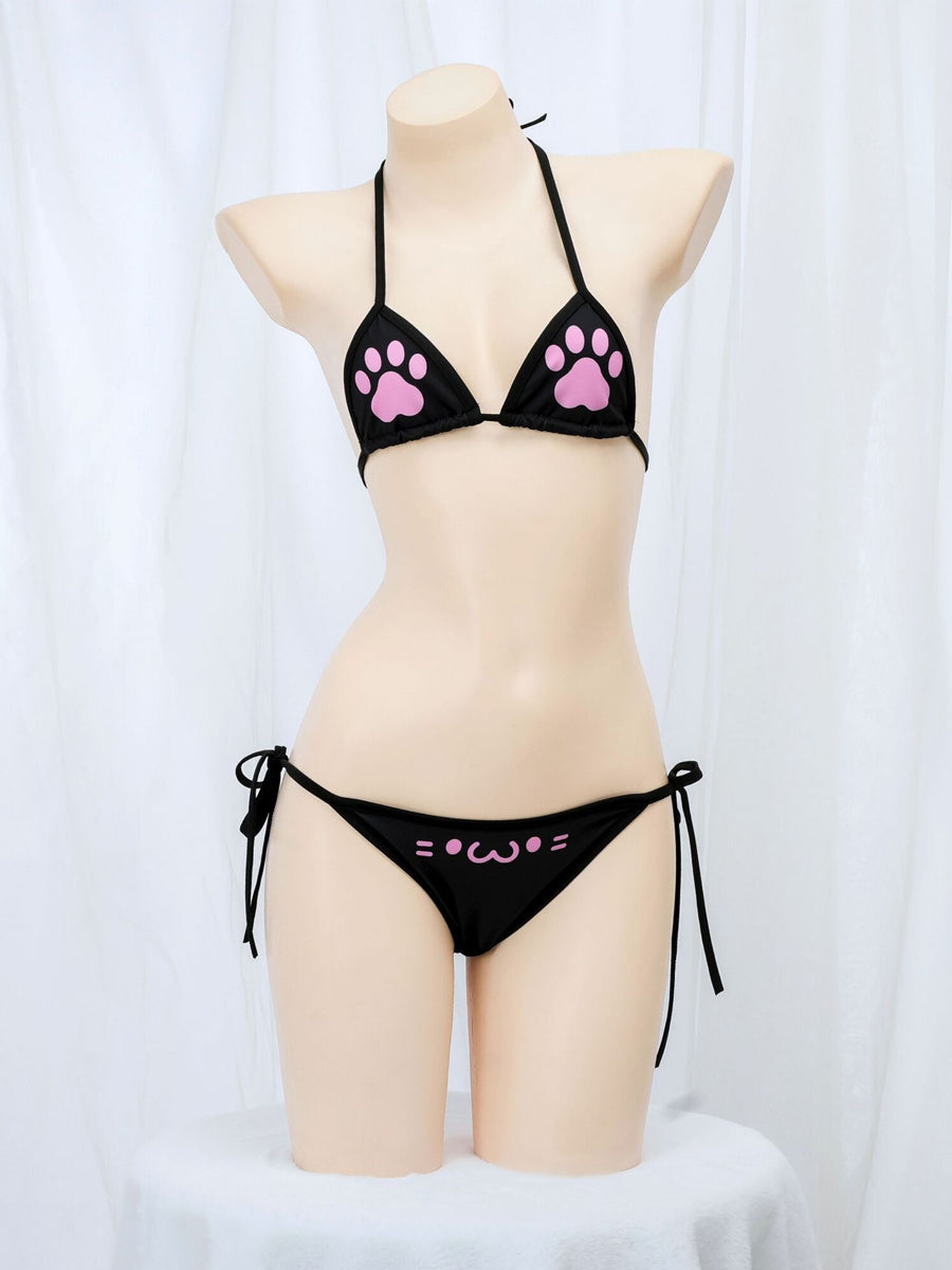 Kawaii Neko Paw Print Bikini Set