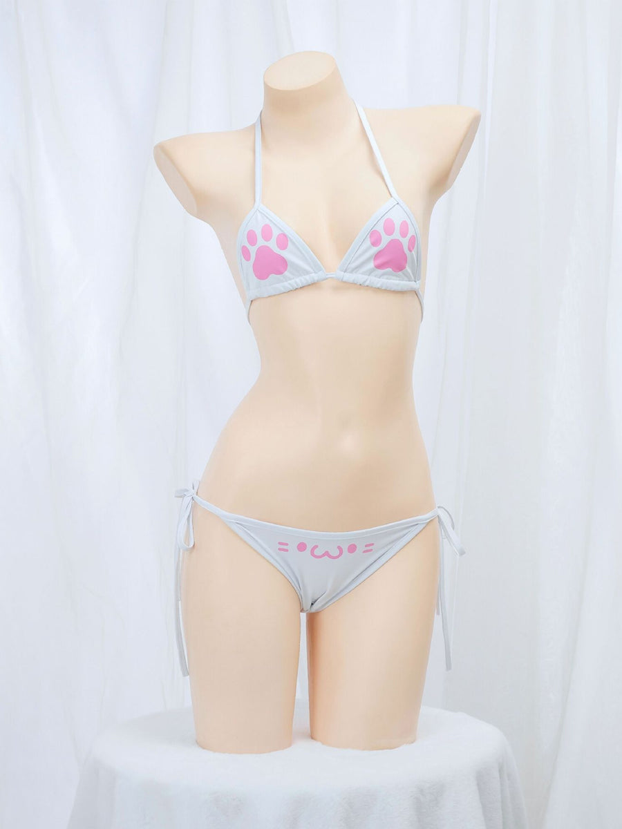 Kawaii Neko Paw Print Bikini Set