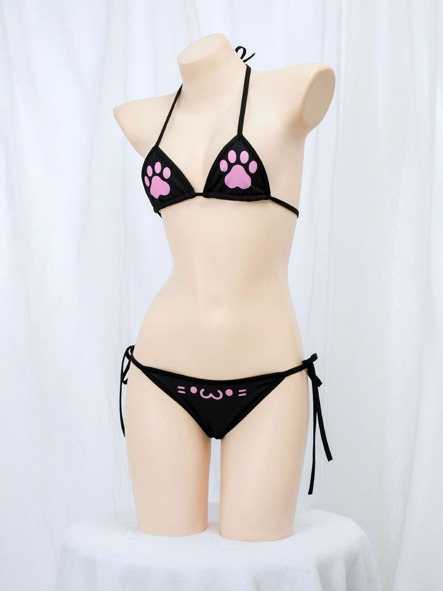 Kawaii Neko Paw Print Bikini Set