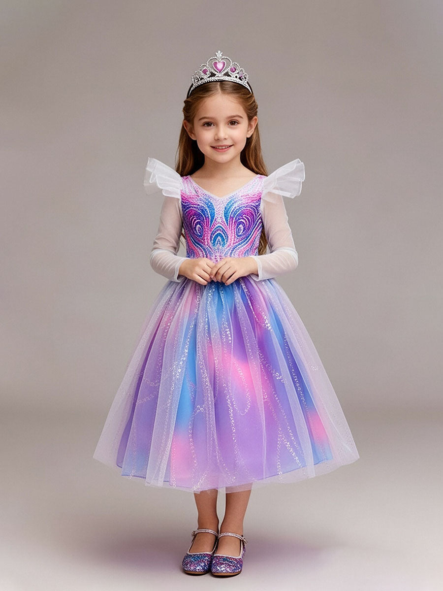 Kids Purple Sparkly Tulle Princess Costume