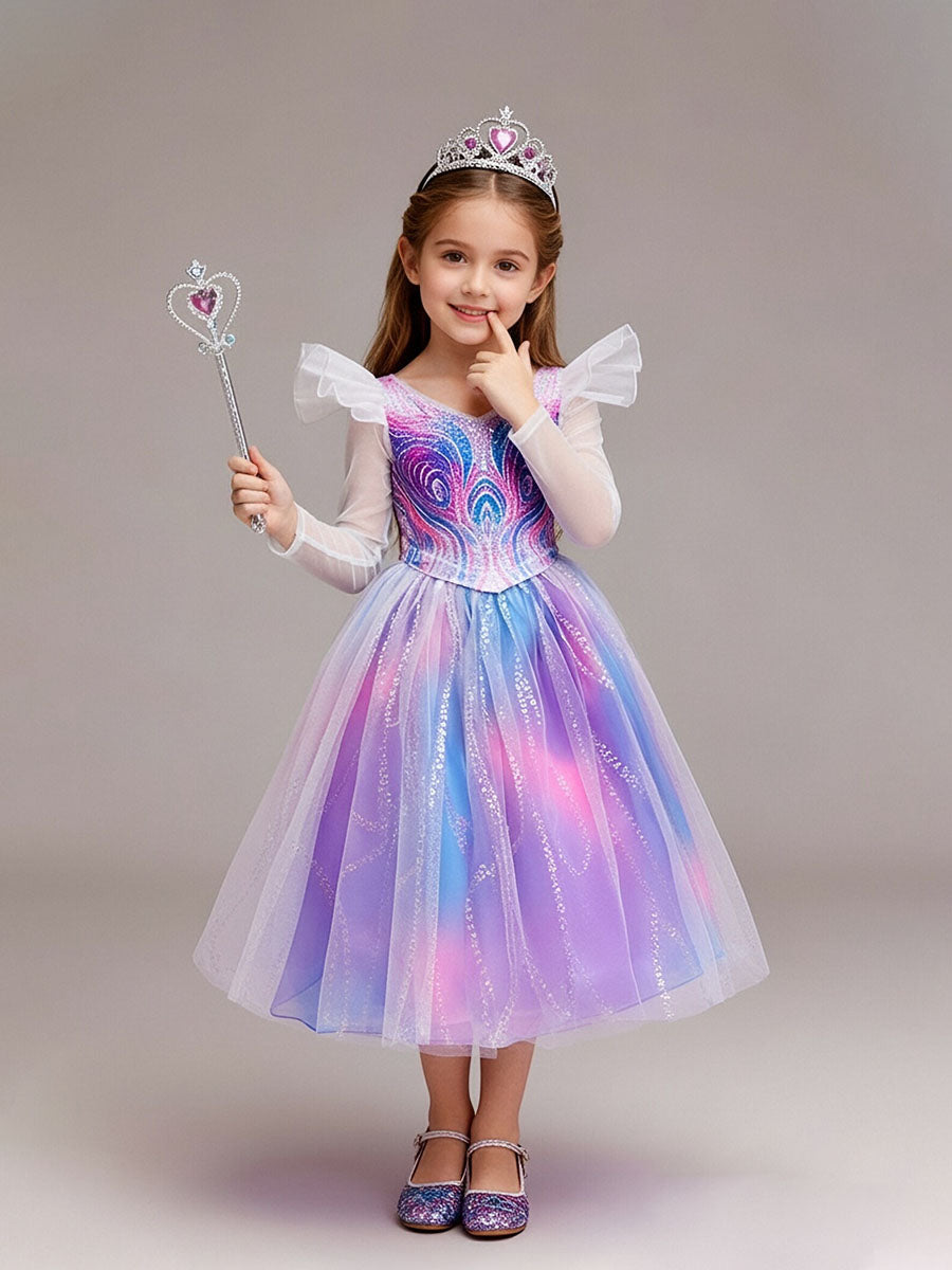 Kids Purple Sparkly Tulle Princess Costume