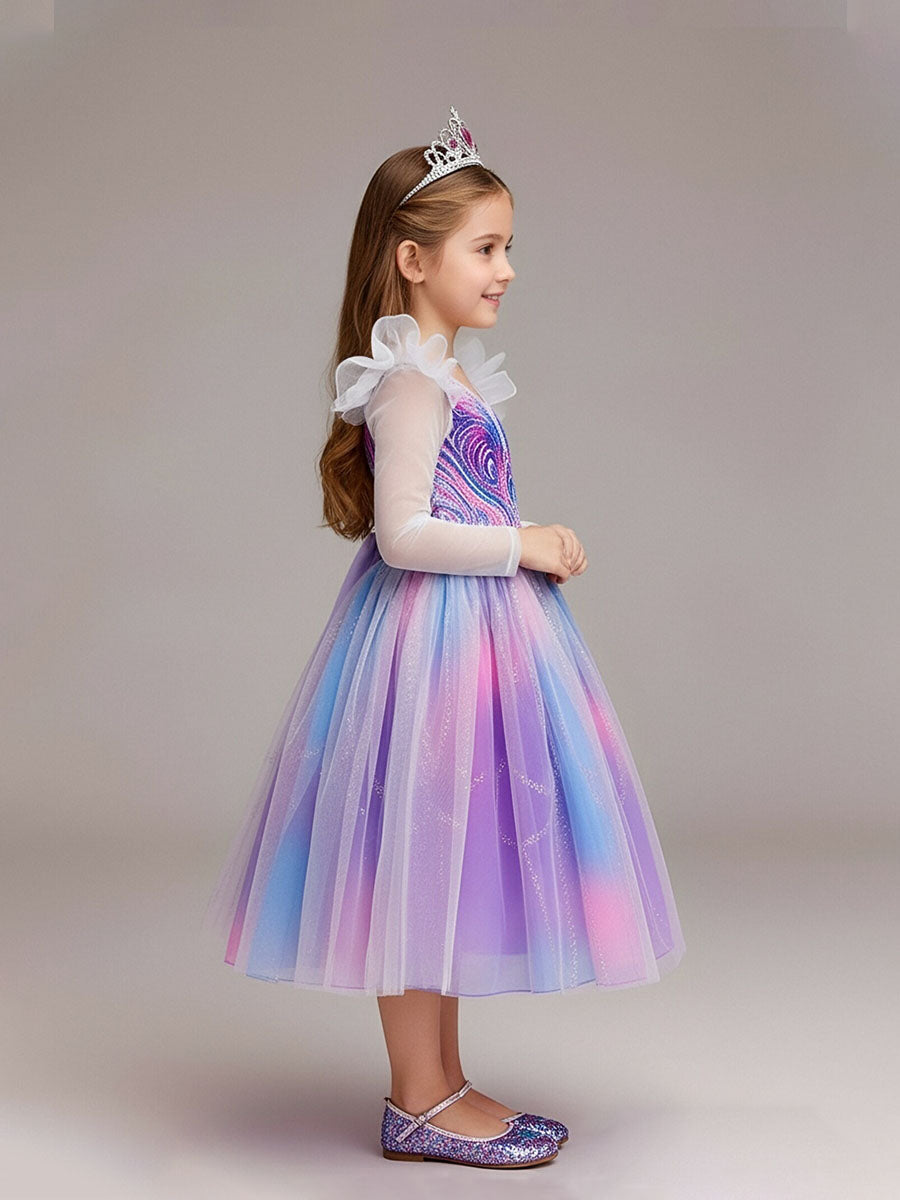 Kids Purple Sparkly Tulle Princess Costume