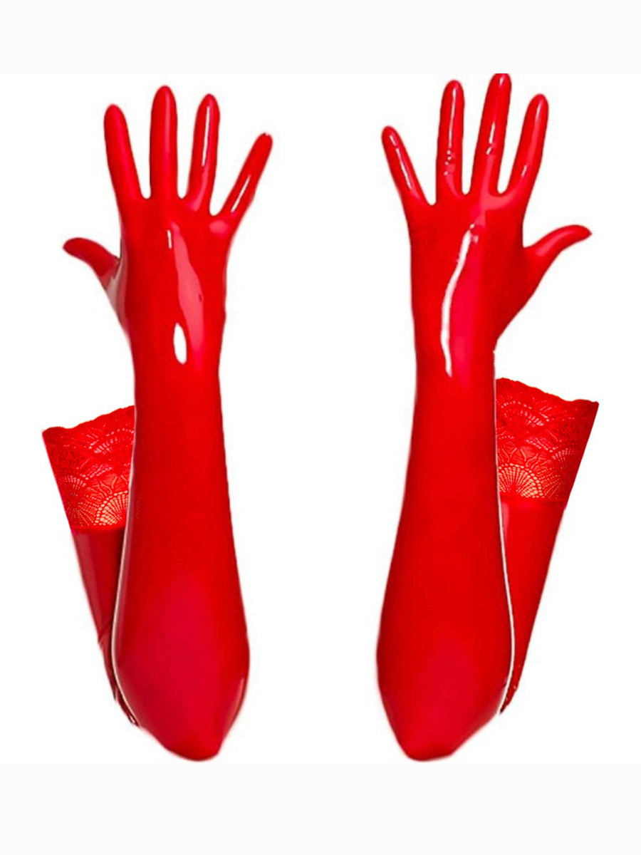 Lace Trimmed Latex Opera Gloves