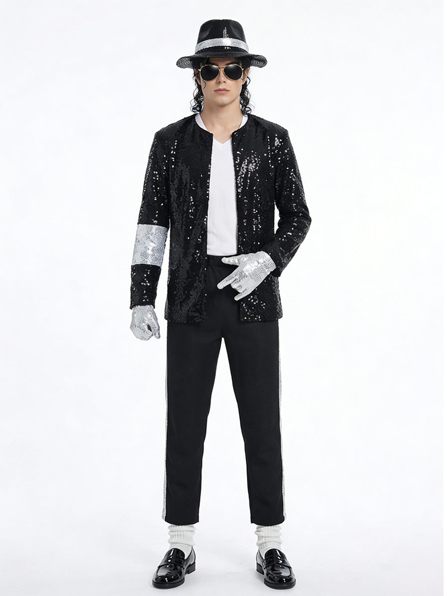 80s Adults Sequin Pop Star Performance Set