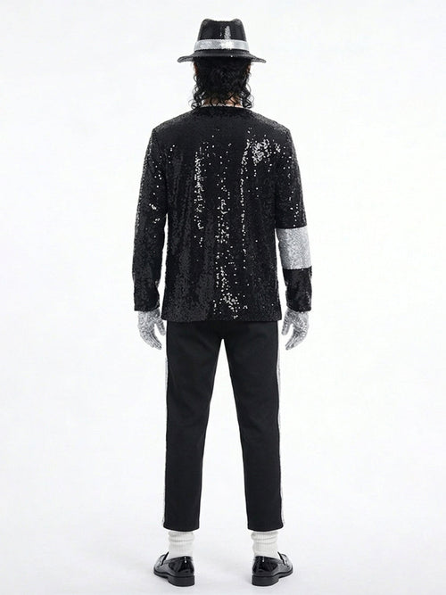 80s Adults Sequin Pop Star Performance Set