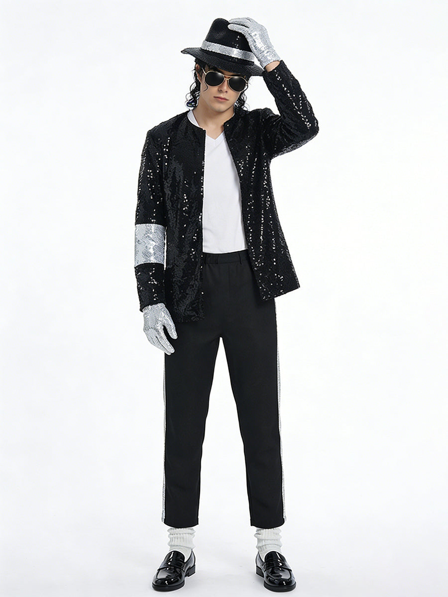 80s Adults Sequin Pop Star Performance Set