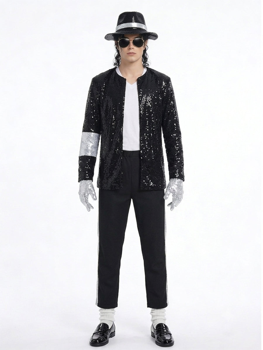 80s Adults Sequin Pop Star Performance Set