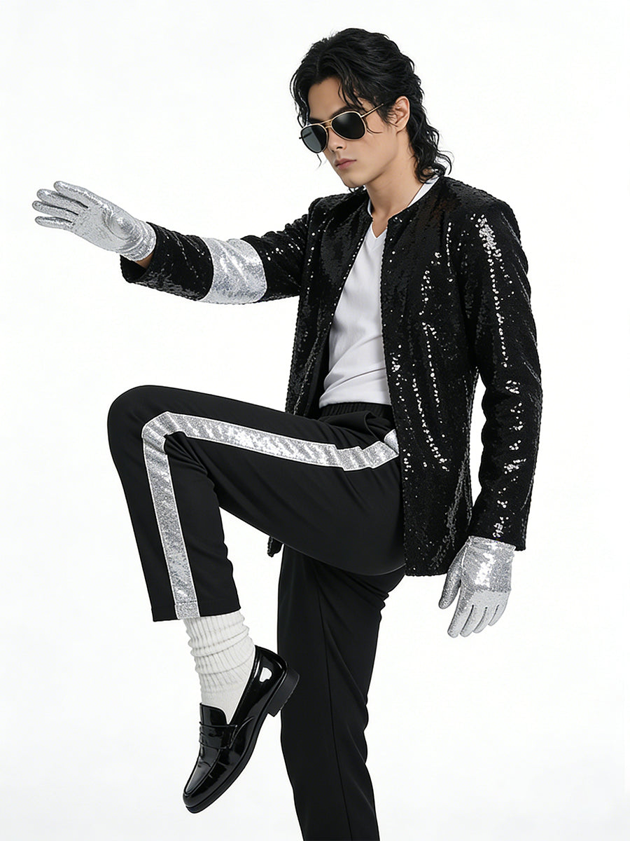 80s Adults Sequin Pop Star Performance Set