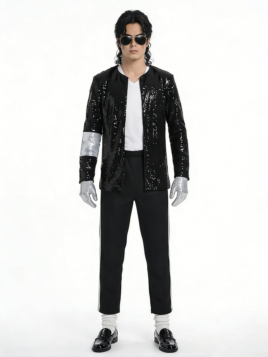 80s Adults Sequin Pop Star Performance Set
