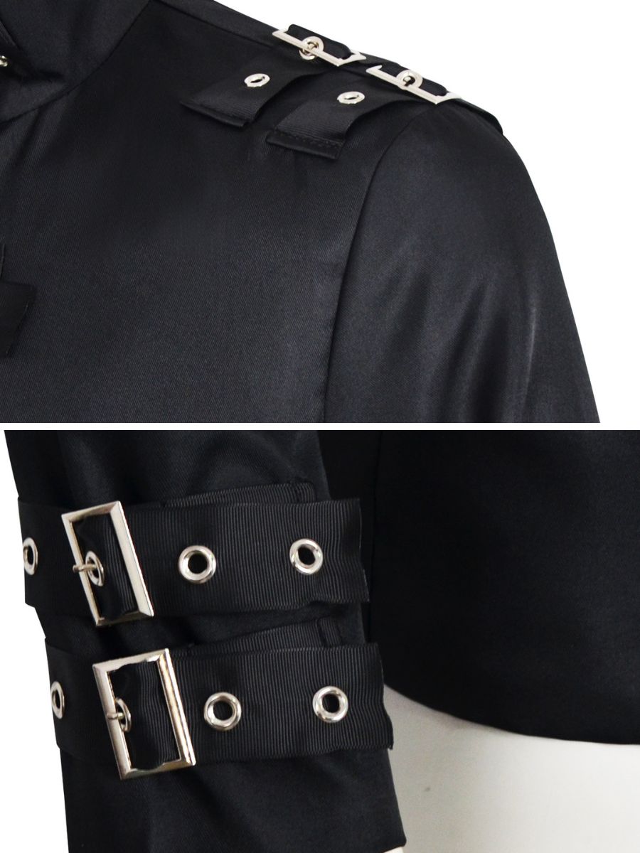 Men's Black Punk Buckle Jacket