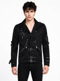 Men's Black Punk Buckle Jacket