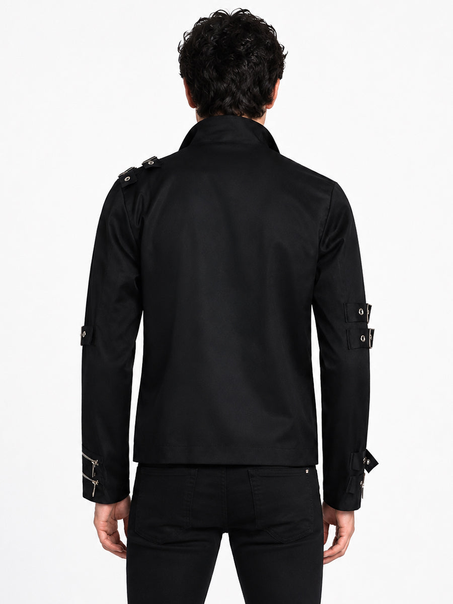 Men's Black Punk Buckle Jacket