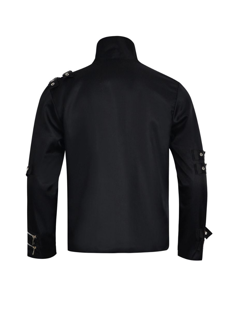 Men's Black Punk Buckle Jacket