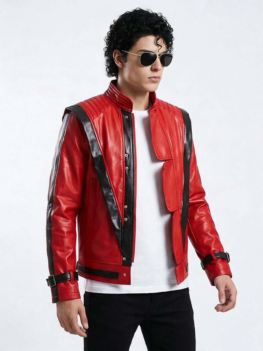 80s Retro Red Biker Jacket Costume