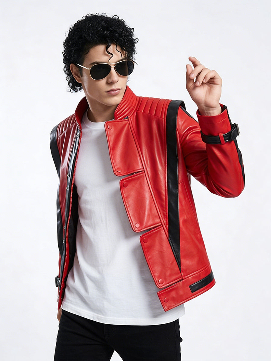 80s Retro Red Biker Jacket Costume