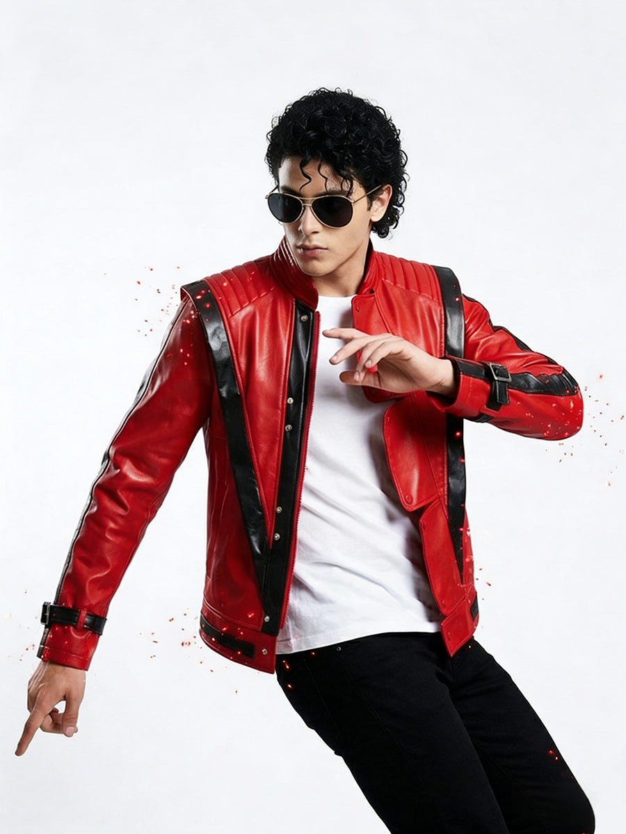 80s Retro Red Biker Jacket Costume