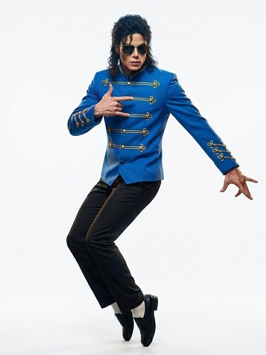 80s Pop Star Blue Military Jacket