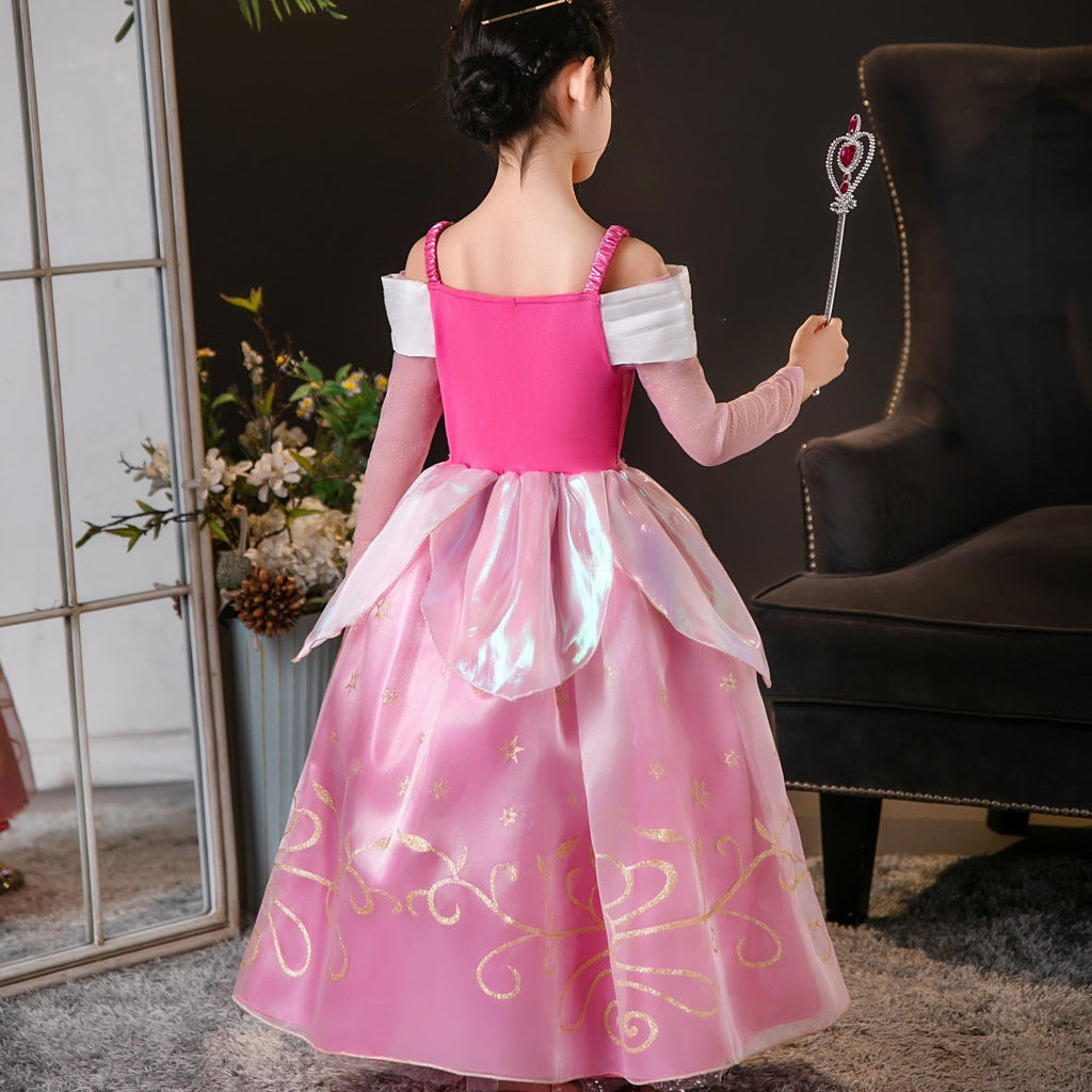 New Aurora Costume Princess Off Shoulder Halloween Girl Dresses With 9 pieces set