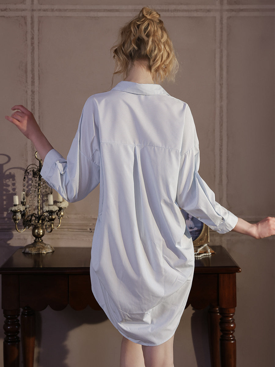 Pinstripe Oversized Boyfriend Shirt Nightgown