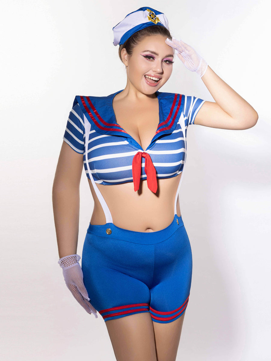 Plus Size Ahoy Honey Sailor Costume Set