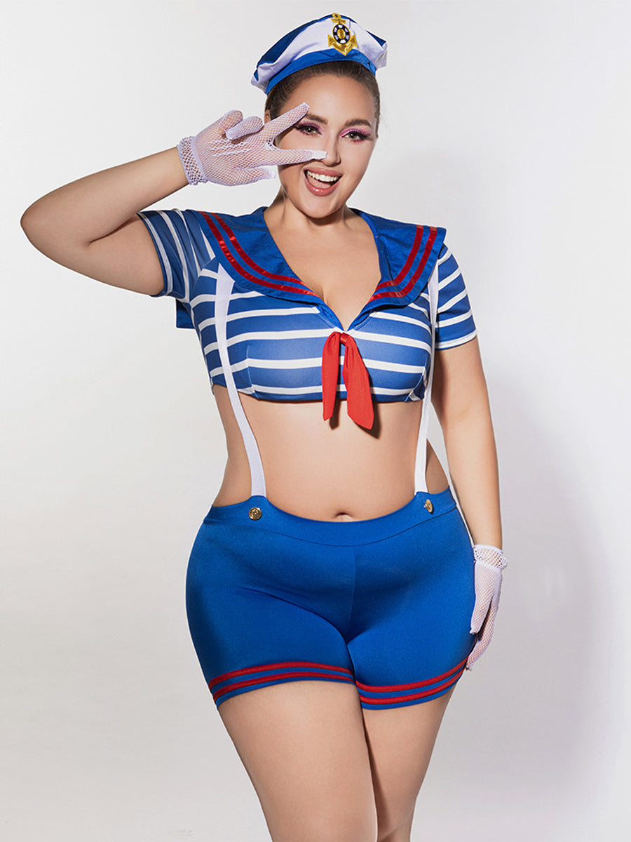 Plus Size Ahoy Honey Sailor Costume Set
