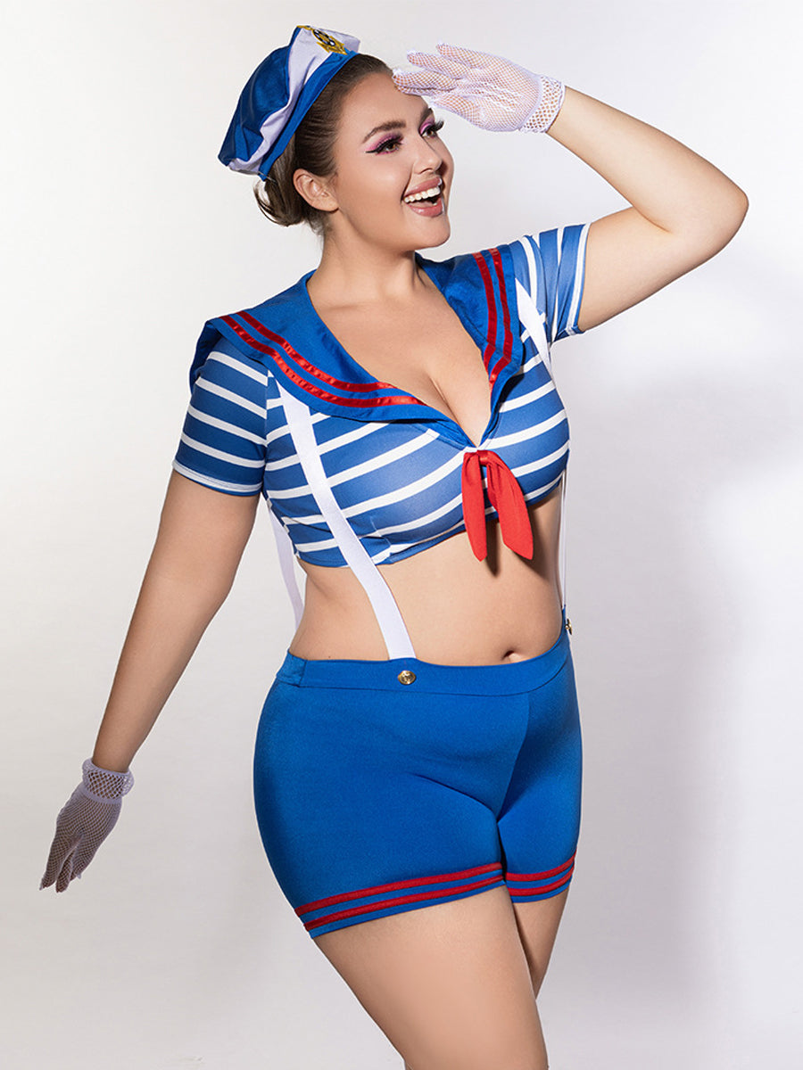 Plus Size Ahoy Honey Sailor Costume Set