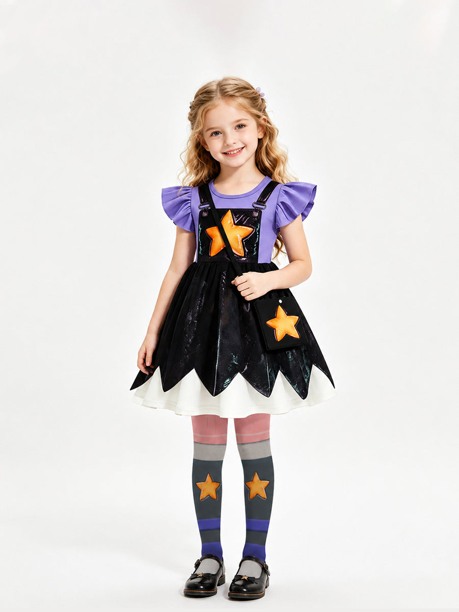 Girls Spooky Star Cosplay Dress Costume Set