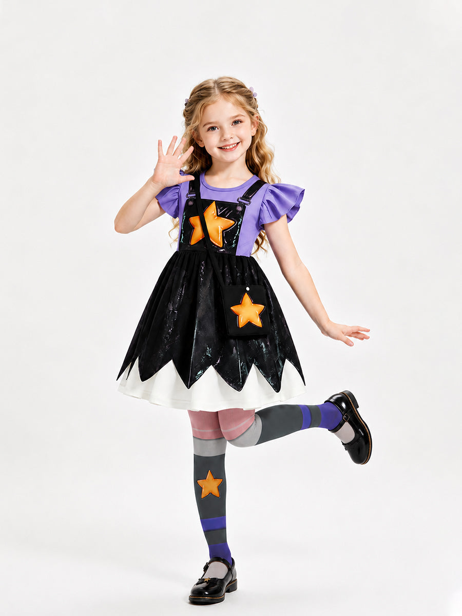 Girls Spooky Star Cosplay Dress Costume Set