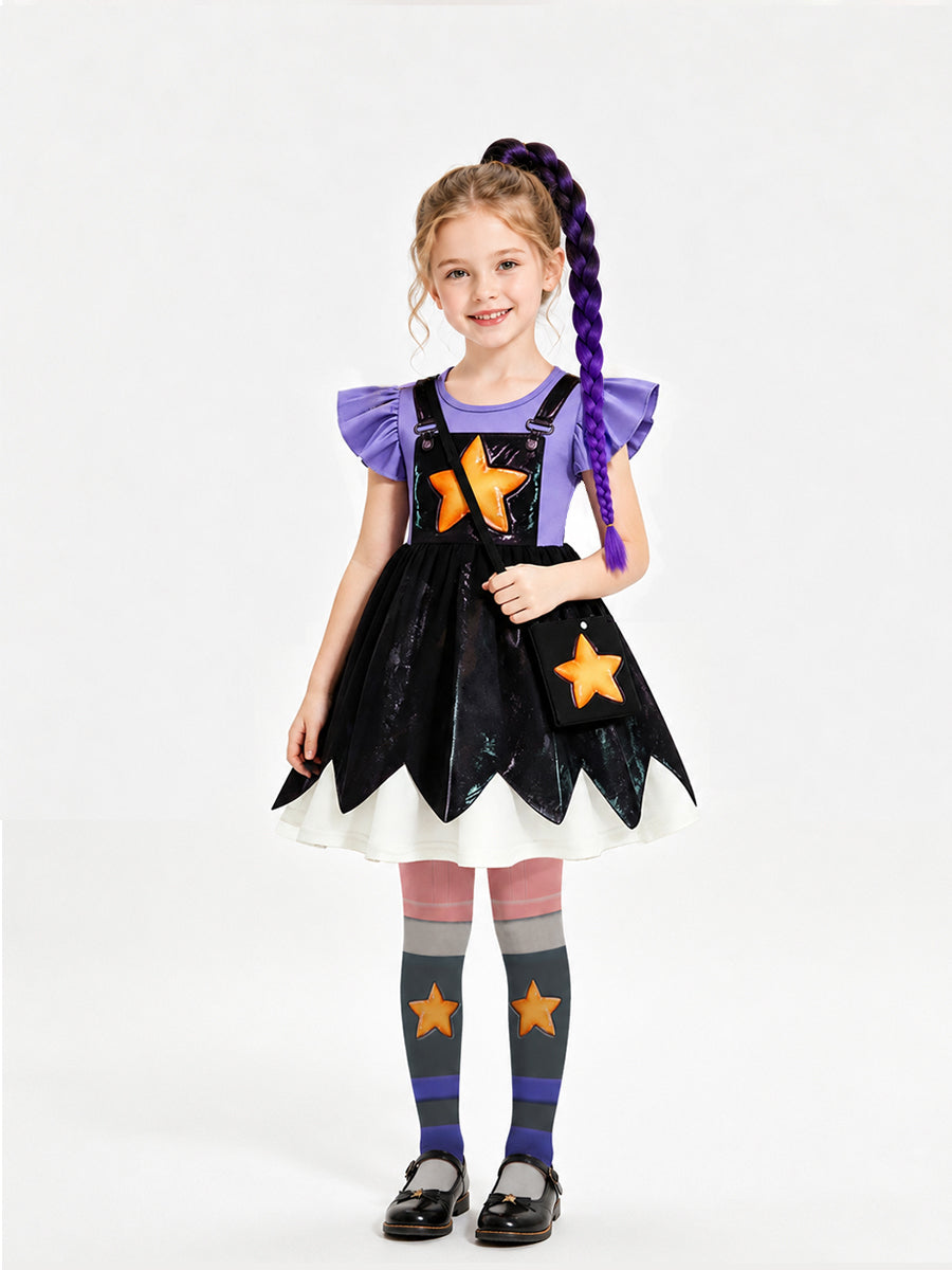 Girls Spooky Star Cosplay Dress Costume Set