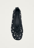 Rosalind All Studs Black Leather Ballet Flats