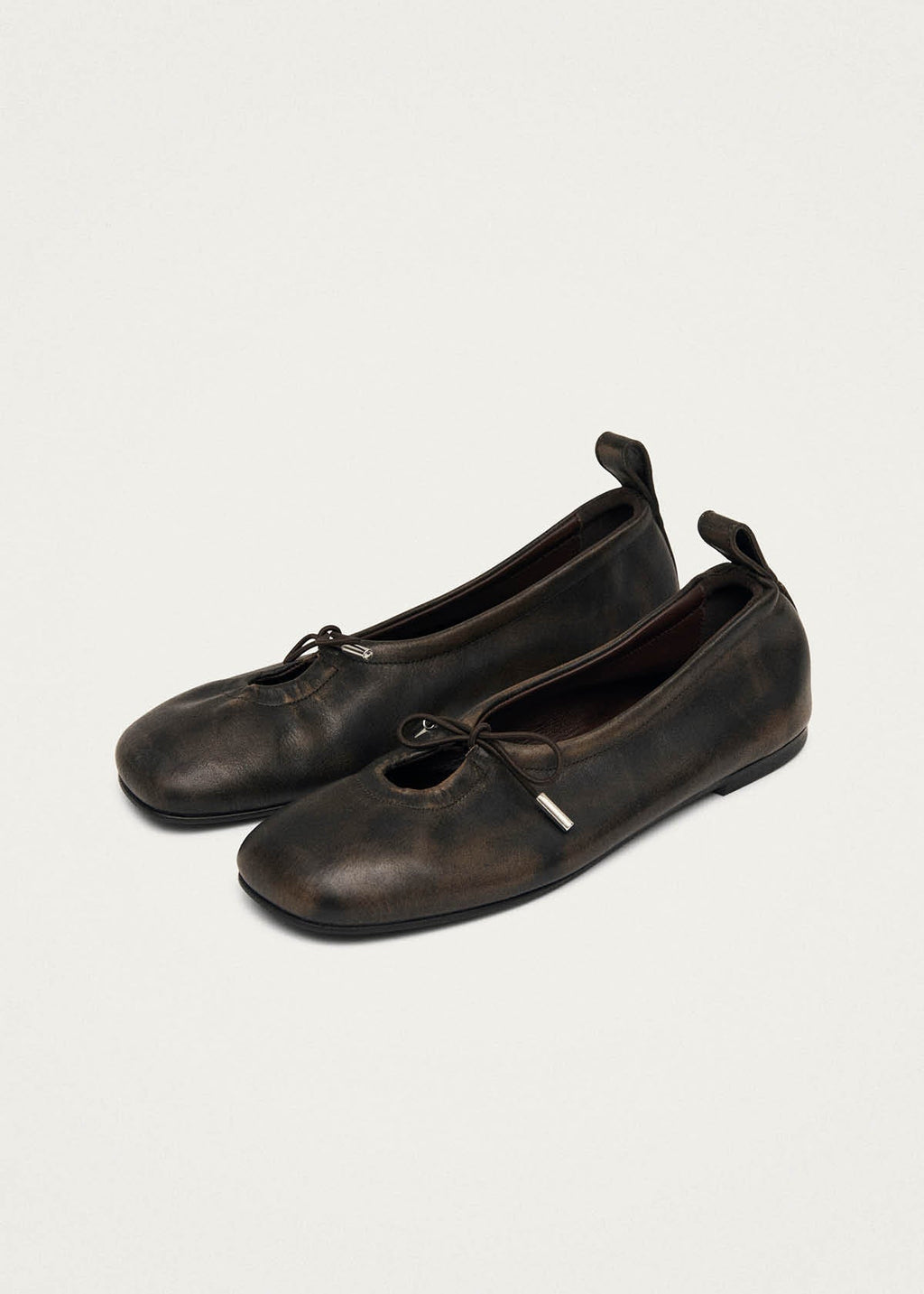 Rosalind Vintage Effect Brown Leather Ballet Flats