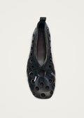 Rosalind Cut Out Vintage Effect Brown Leather Ballet Flats