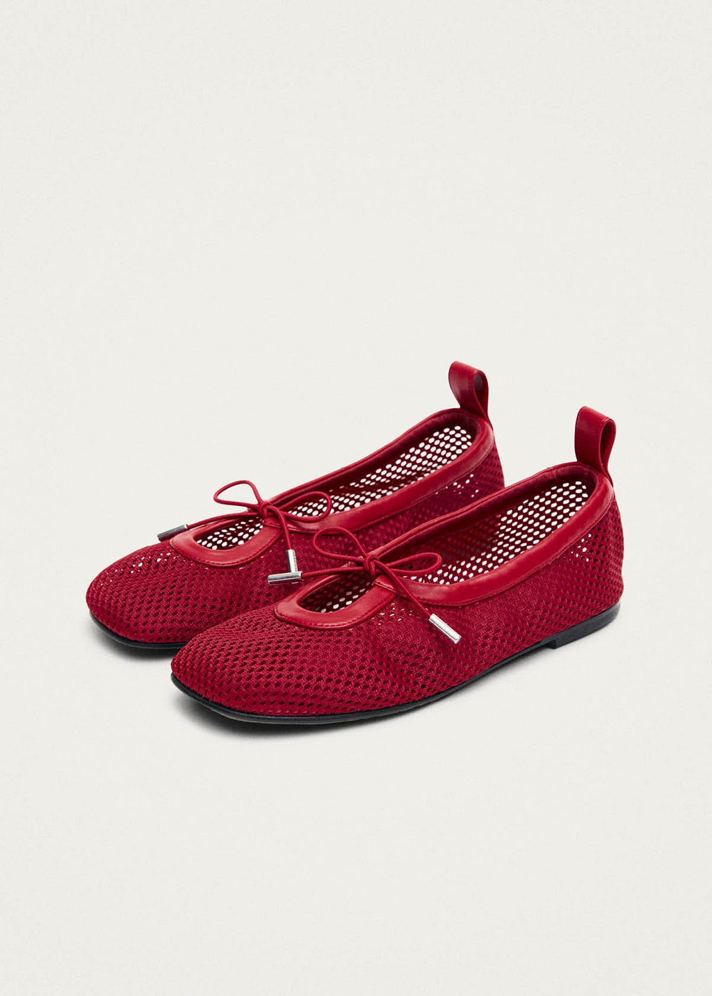 Rosalind Mesh Red Leather Ballet Flats