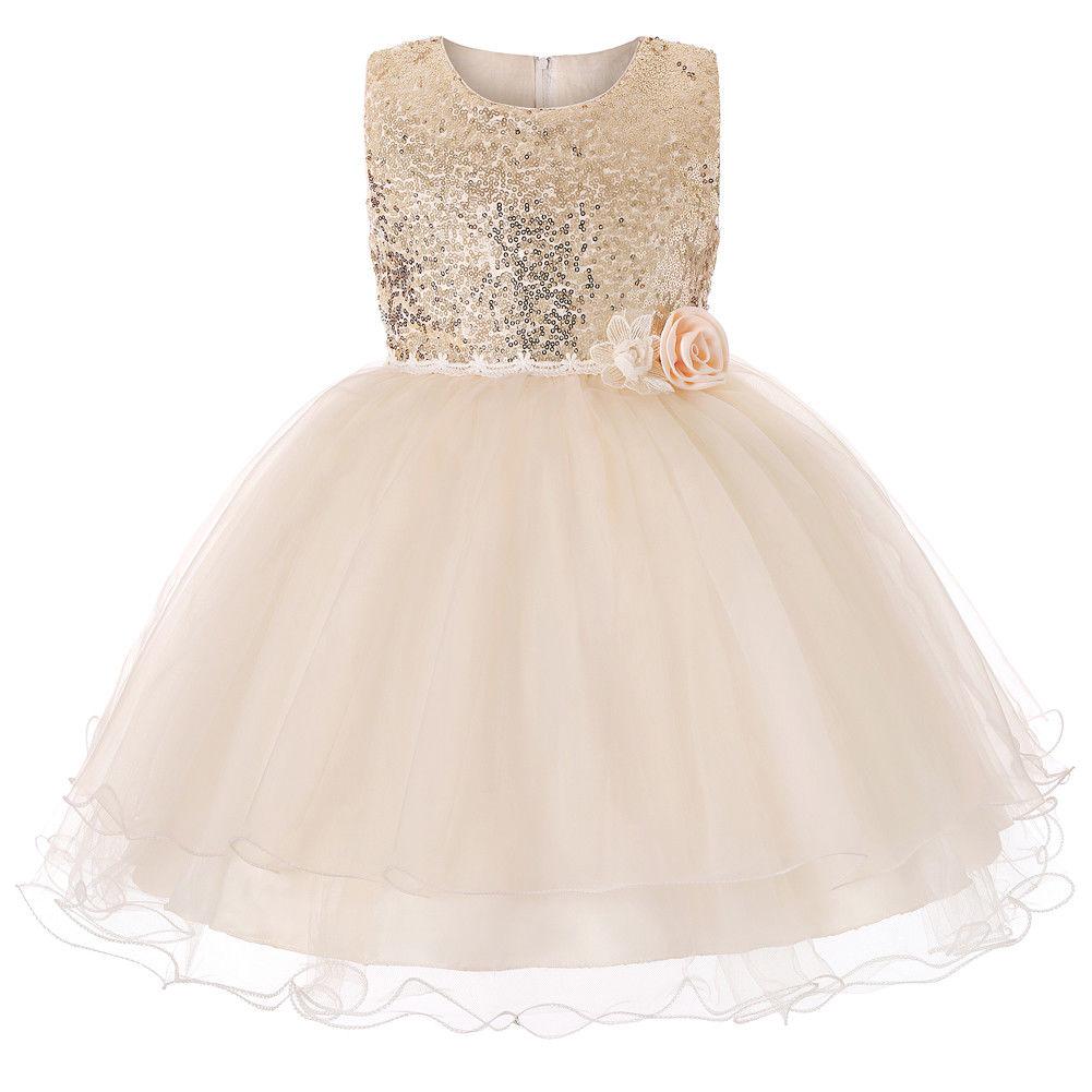 Flower Girl Dresses Sequin Princess Wedding Birthday Holiday Party Formal Graduation