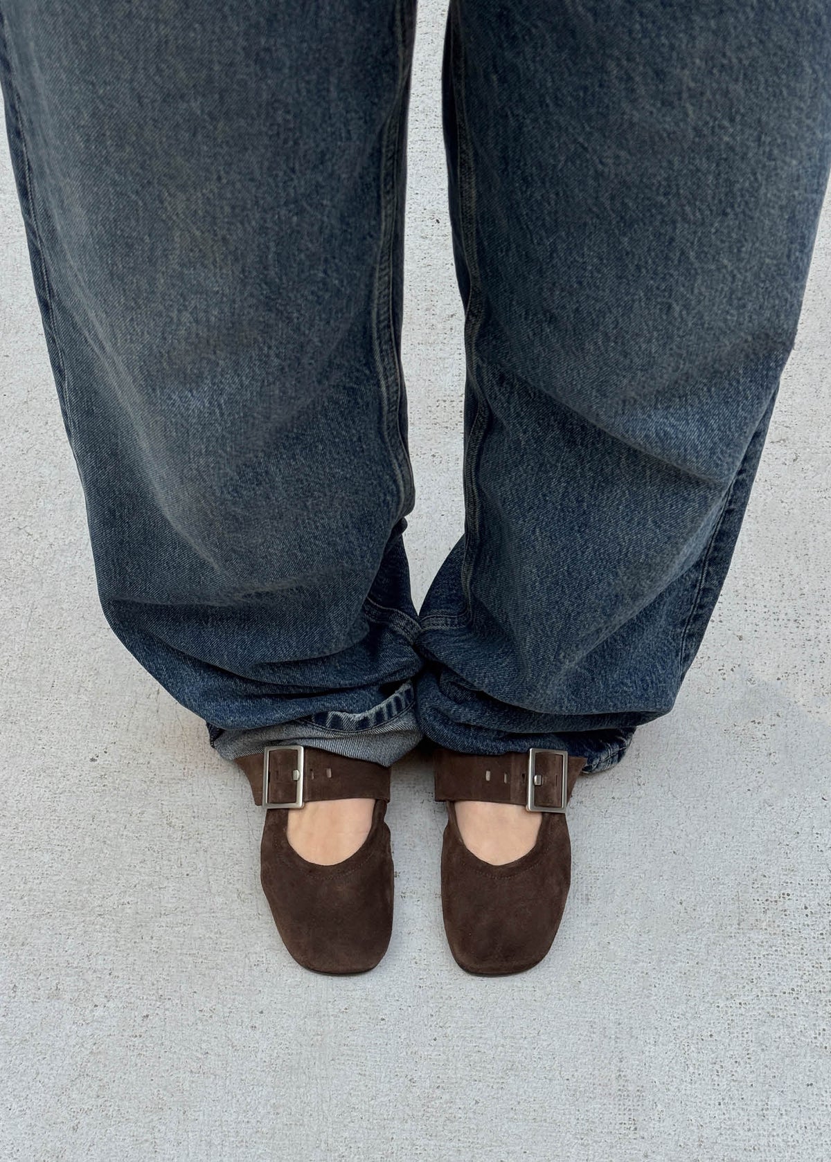 Sarea Suede Brown Leather Ballet Flats