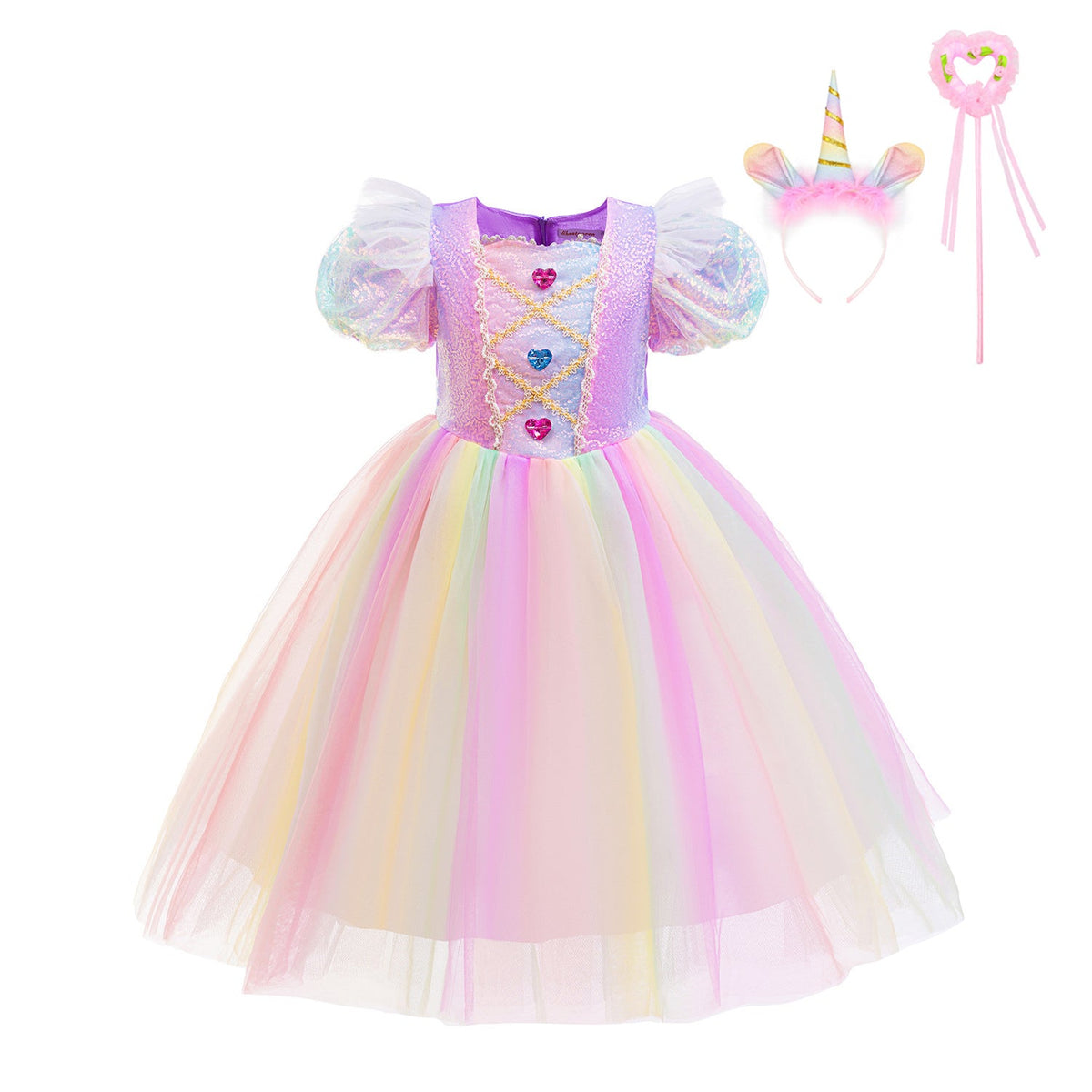 New Unicorn Toddler Kids Rainbow Princess Costume Dresses For Girls