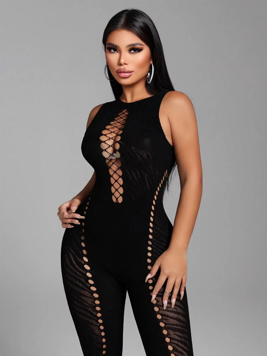 Seamless Faux Lace-Up Front Jumpsuit