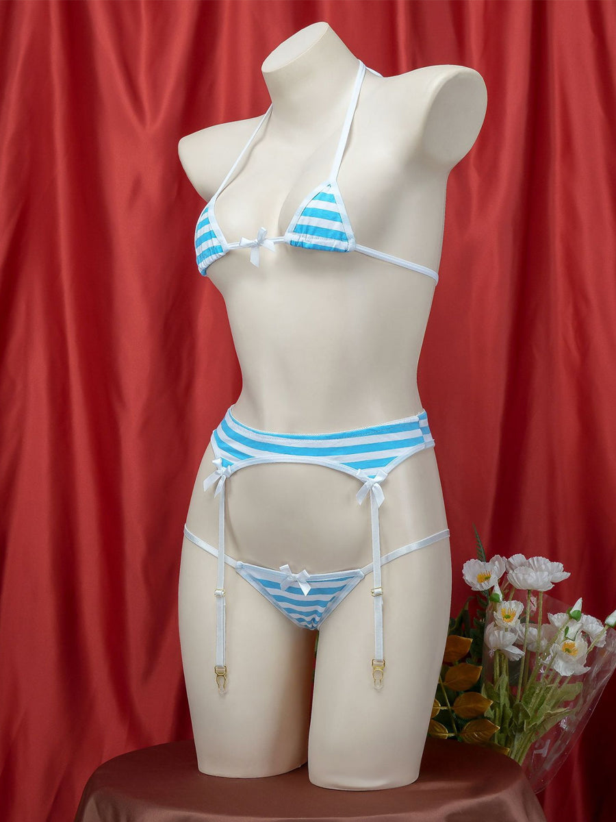 Cute Striped Micro Bikini Set