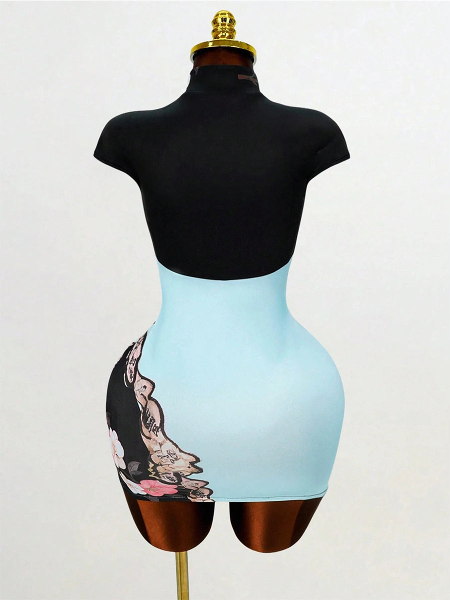 Dragon Print Chinese Cheongsam Dress