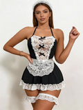 Lace Patchwork French Maid Costume Set