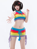 Rainbow Knit Halter Two-Piece Set
