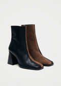 South Bicolor Black Brown Leather Ankle Boots