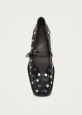 Sway All Studs Vintage Effect Dark Brown Leather Ballet Flats